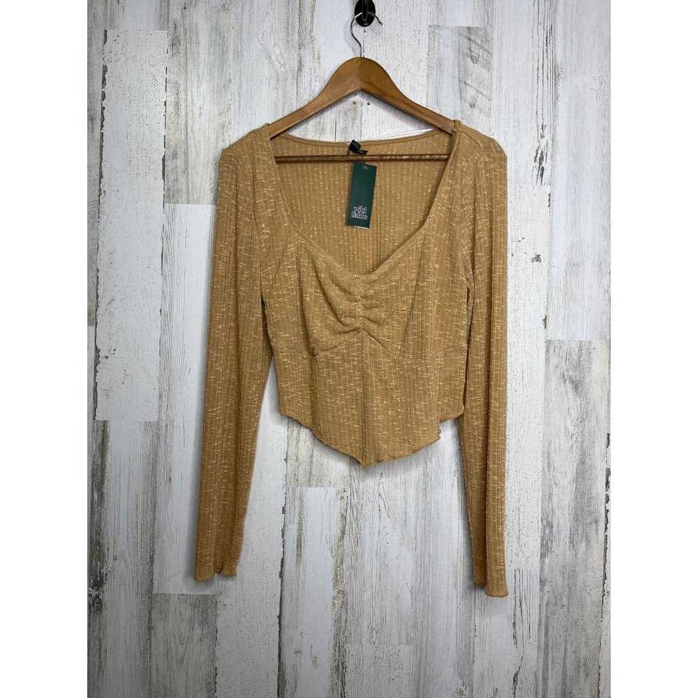 Wild Fable NEW Women's Plus Size Ribbed Knit Cropped Top Tan Beige Size XXL